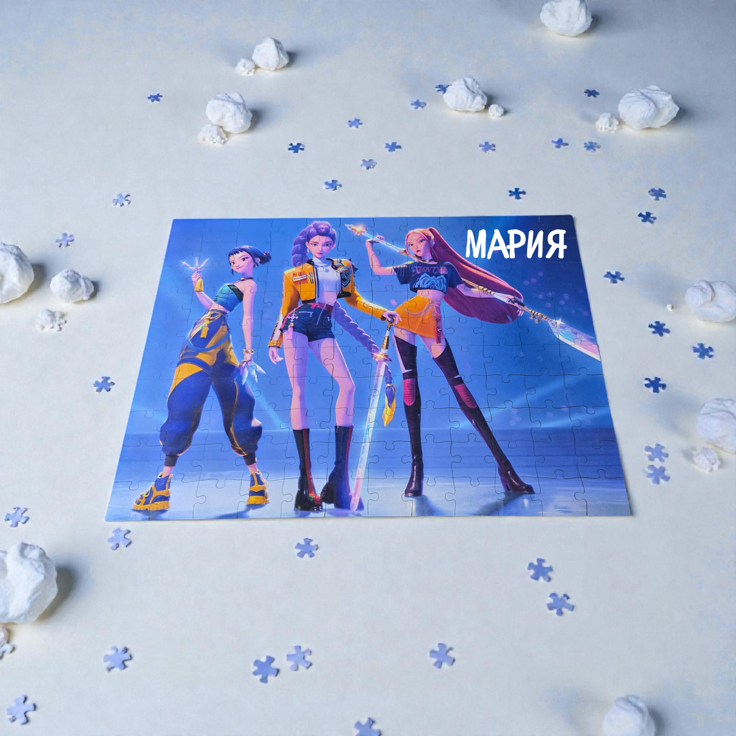 KPop Demon Hunters / HUNTRIX Дървен пъзел 120/180 части + Подарък магнит