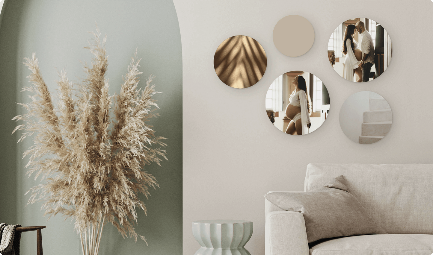 Персонализирани дървени стенни панели - кръг 5бр.